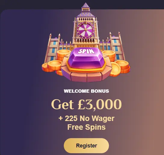 Welcome package of up to £3,000 and 225 free spins at Spinchester Casino